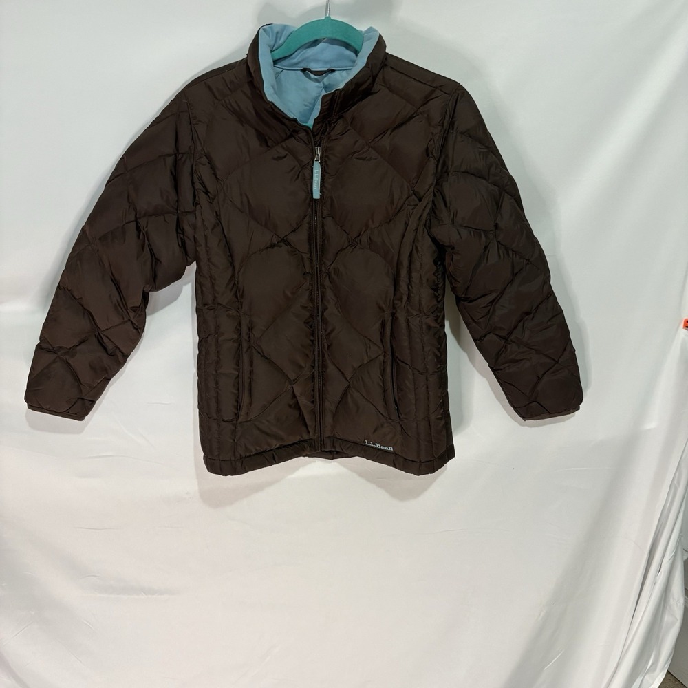 L.L. Bean Girls Brown Quilted Down Jacket Puffer Size Large 14-16